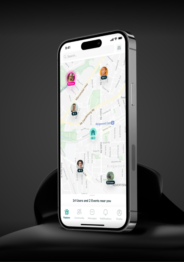 Devialet companion app shown on a phone over a map screen